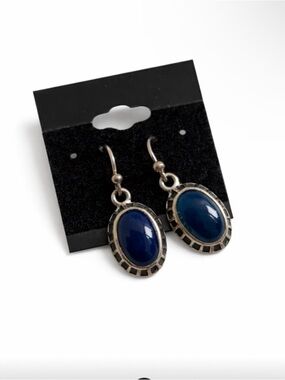 Studio Barse Navy Blue Oval Dangle Earrings